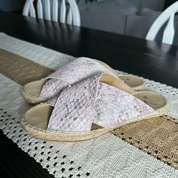 Anthropologie KMB Snake Print Espadrille Slide Sandals - Picture 7 of 14